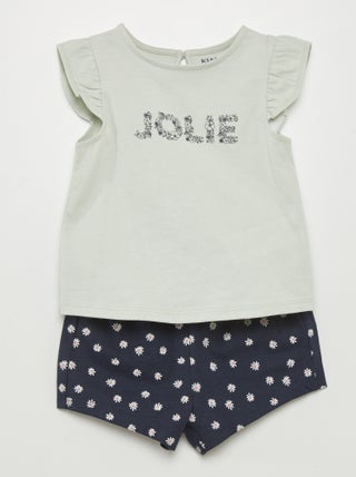 Completo t-shirt + shorts con stampa - 2 pezzi