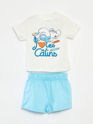 Completo t-shirt + shorts 'I Puffi' - 2 pezzi