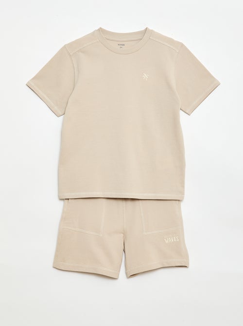 Completo t-shirt + shorts in piqué di cotone - Kiabi
