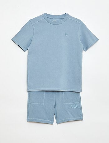 Completo t-shirt + shorts in piqué di cotone