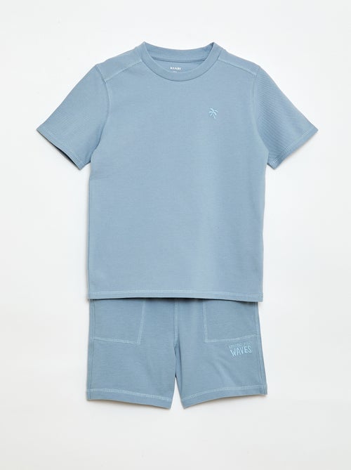 Completo t-shirt + shorts in piqué di cotone - Kiabi