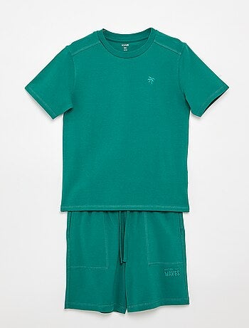 Completo t-shirt + shorts in piqué di cotone