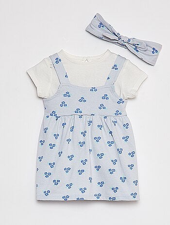 Completo t-shirt + vestito + fascia - 3 pezzi
