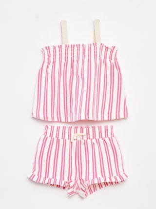 Completo top con spalline + shorts a righe - 2 pezzi