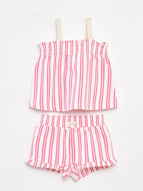 Completo top con spalline + shorts a righe - 2 pezzi - Kiabi