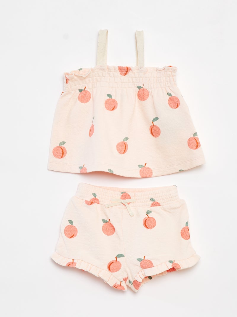 Completo top con spalline + shorts a righe - 2 pezzi ROSA - Kiabi