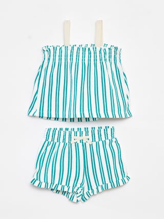 Completo top con spalline + shorts a righe - 2 pezzi