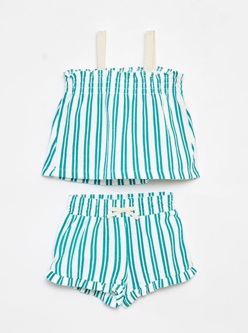 Completo top con spalline + shorts a righe - 2 pezzi - Kiabi