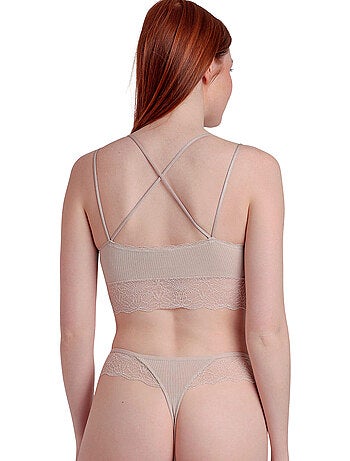 Completo top e perizoma a coste da donna ADMAS