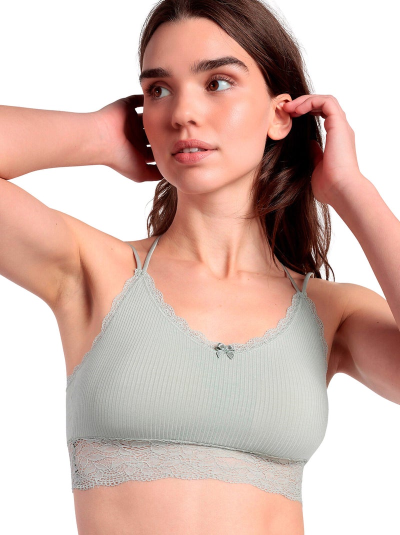 Completo top e perizoma a coste da donna ADMAS Verde - Kiabi