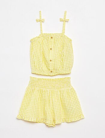 Completo top + gonna a righe in tessuto effetto crêpe - 2 pezzi