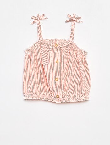 Completo top + gonna a righe in tessuto effetto crêpe - 2 pezzi