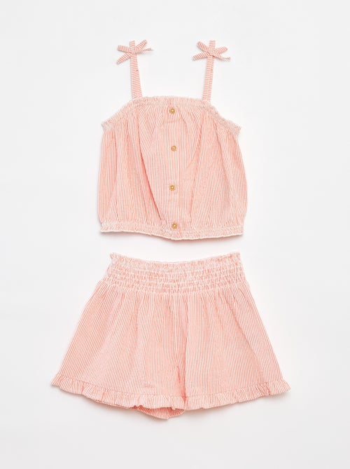 Completo top + gonna a righe in tessuto effetto crêpe  - 2 pezzi - Kiabi