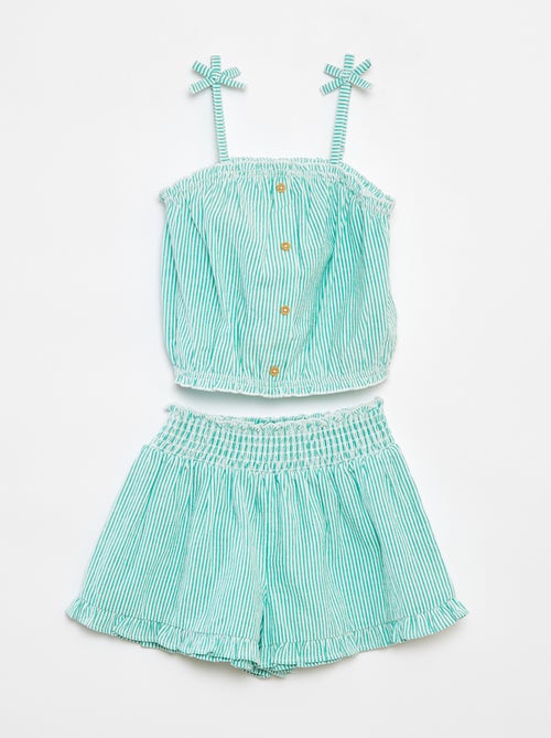 Completo top + gonna a righe in tessuto effetto crêpe  - 2 pezzi - Kiabi