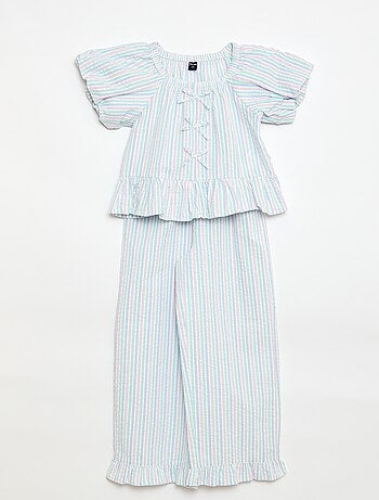 Completo top + pantaloni con dettagli in cotone