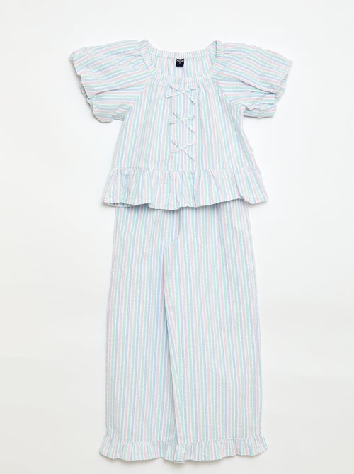 Completo top + pantaloni con dettagli in cotone - Kiabi