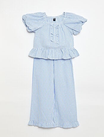 Completo top + pantaloni con dettagli in cotone