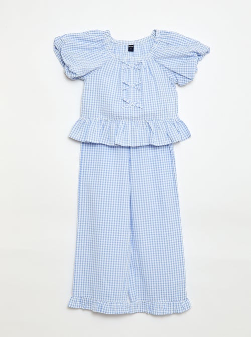 Completo top + pantaloni con dettagli in cotone - Kiabi Completo top + pantaloni con dettagli in cotone - Kiabi