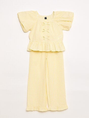 Completo top + pantaloni con dettagli in cotone