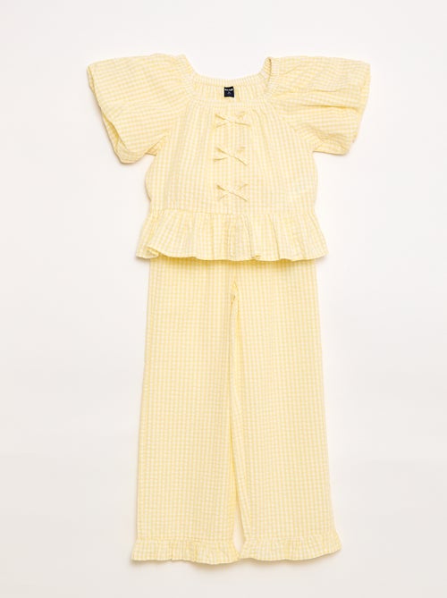 Completo top + pantaloni con dettagli in cotone - Kiabi