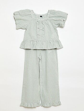 Completo top + pantaloni con dettagli in cotone