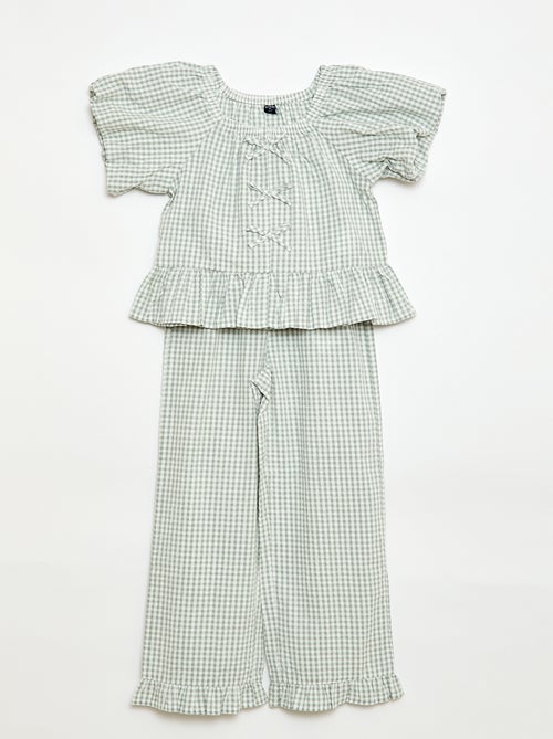 Completo top + pantaloni con dettagli in cotone - Kiabi