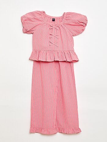 Completo top + pantaloni con dettagli in cotone