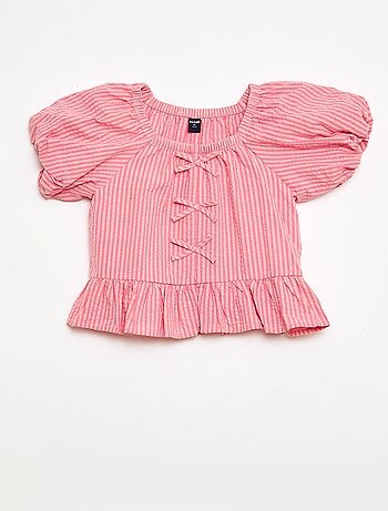 Completo top + pantaloni con dettagli in cotone