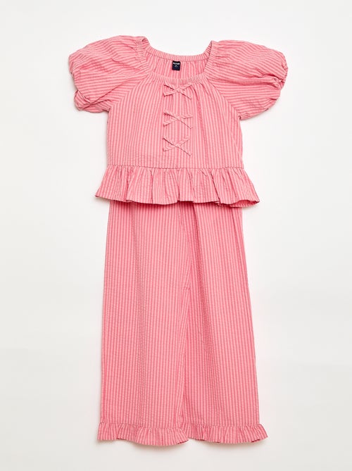 Completo top + pantaloni con dettagli in cotone - Kiabi Completo top + pantaloni con dettagli in cotone - Kiabi