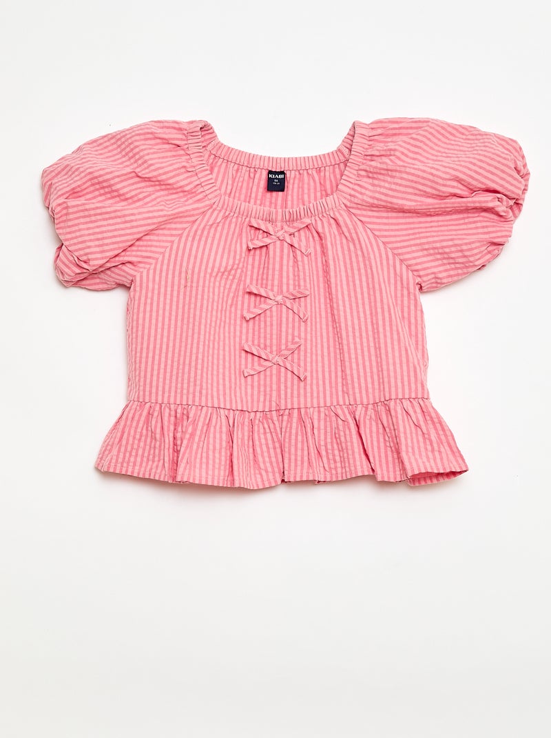 Completo top + pantaloni con dettagli in cotone Rosa - Kiabi