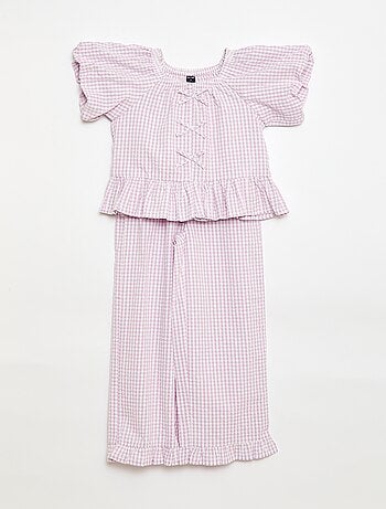 Completo top + pantaloni con dettagli in cotone