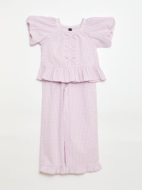 Completo top + pantaloni con dettagli in cotone - Kiabi