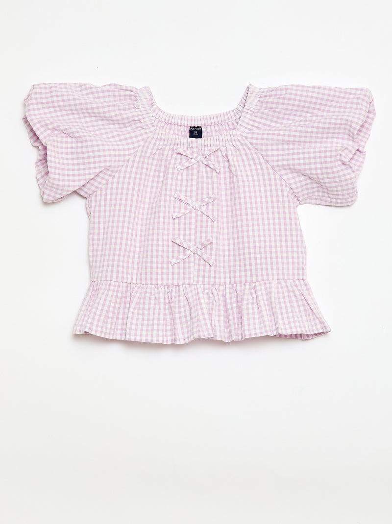 Completo top + pantaloni con dettagli in cotone Viola - Kiabi