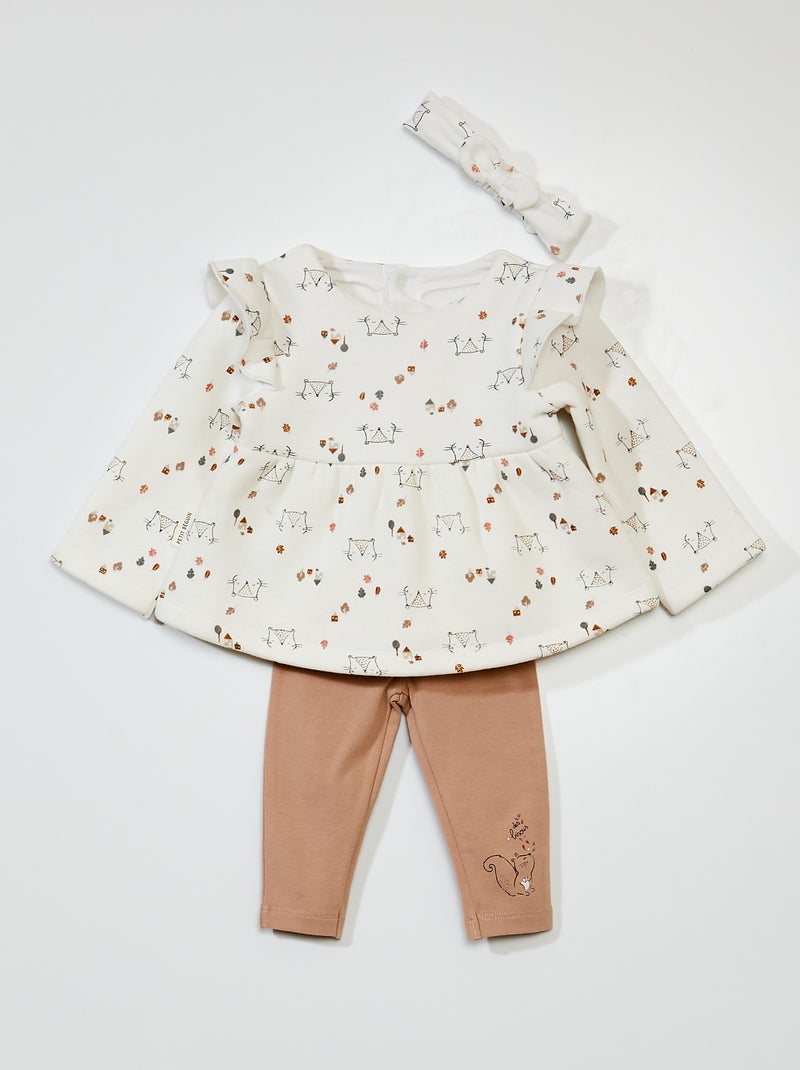 Completo tunica + leggings 'Petit Beguin' ecru/beige - Kiabi