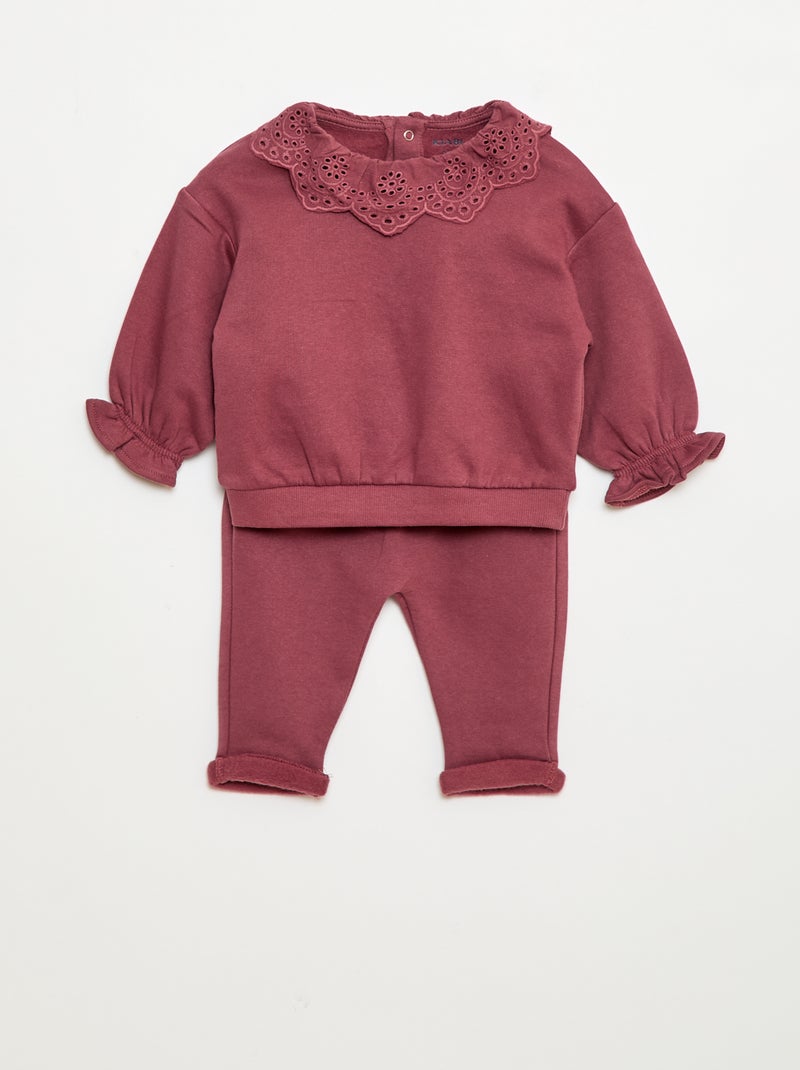Completo tuta da jogging + felpa in felpa garzata - 2 pezzi Rosa - Kiabi