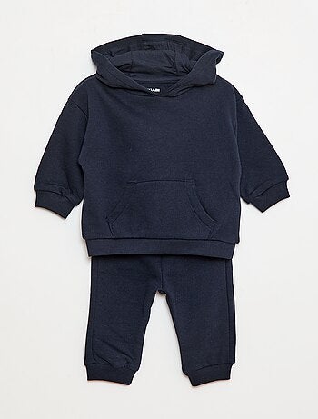 Completo tuta da jogging in felpa tinta unita felpa + pantaloni - 2 pezzi