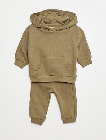 Completo tuta da jogging in felpa tinta unita felpa + pantaloni - 2 pezzi