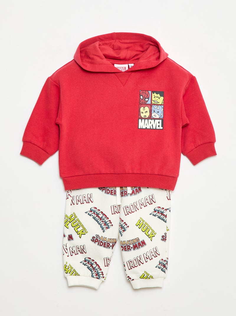 Completo tuta da jogging 'Marvel' felpa con cappuccio + pantaloni - 2 pezzi Rosso - Kiabi