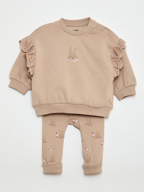 Completo tuta felpa con volant e pantaloni - 2 pezzi - Kiabi