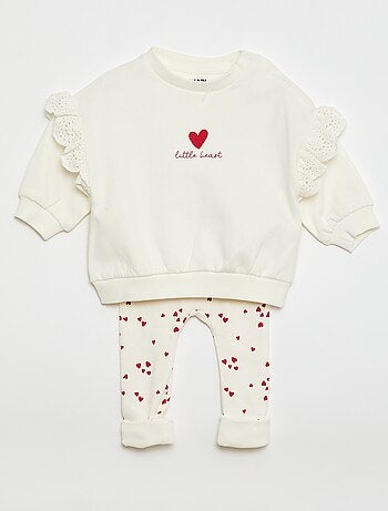 Completo tuta felpa con volant + pantaloni - 2 pezzi