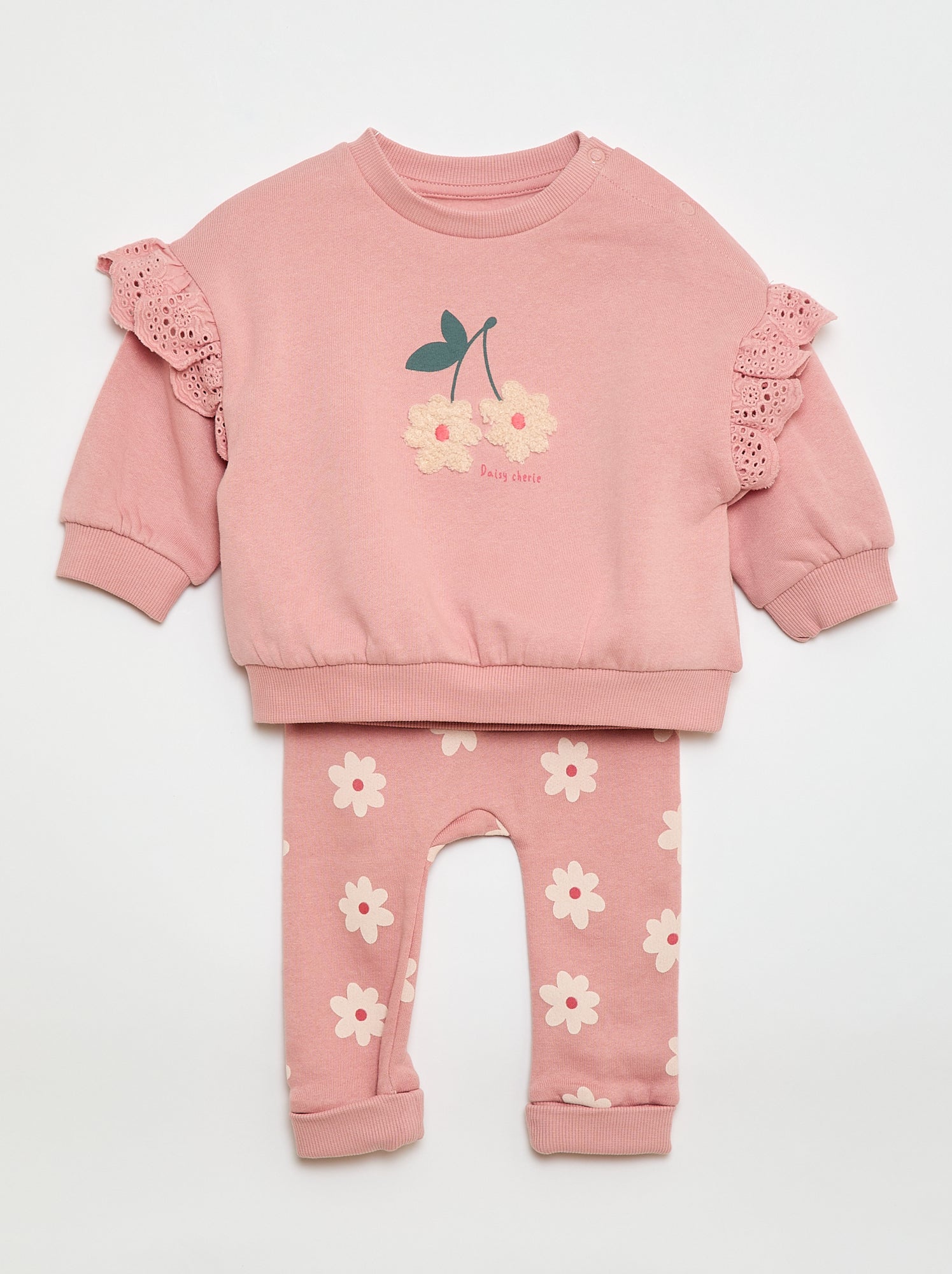 Completo tuta felpa con volant + pantaloni - 2 pezzi