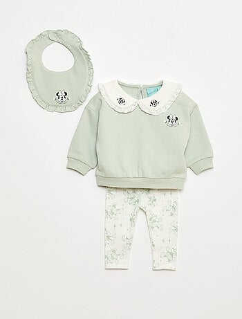 Completo tuta felpa + pantaloni + bavaglino 'Disney' 'Minnie' - 3 pezzi