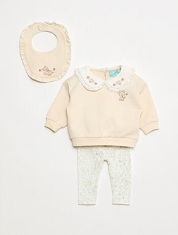 Completo tuta felpa + pantaloni + bavaglino 'Disney' 'Minnie' - 3 pezzi