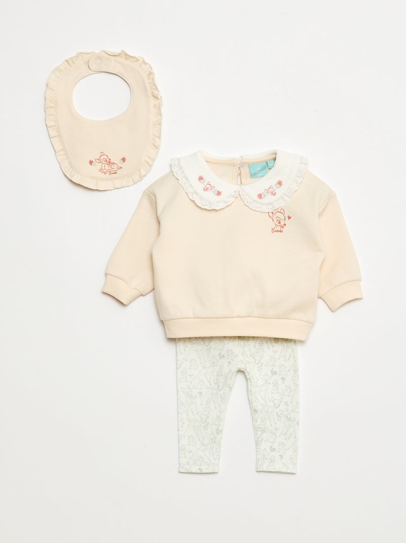Completo tuta felpa + pantaloni + bavaglino 'Marie' 'Disney' - 3 pezzi Rosa - Kiabi