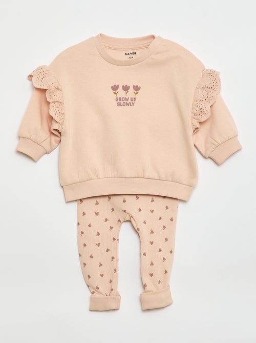 Completo tuta felpata con volant e pantaloni - 2 pezzi - Kiabi