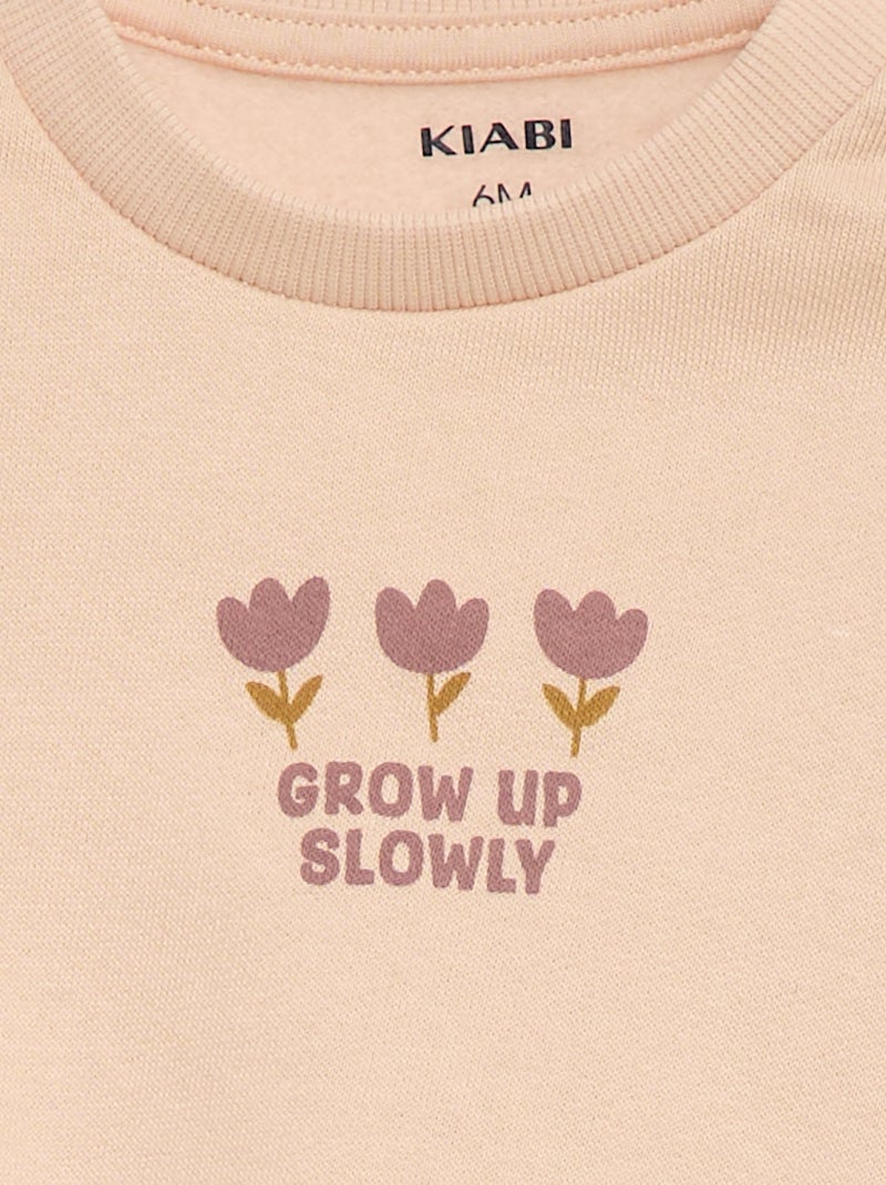 Completo tuta felpata con volant e pantaloni - 2 pezzi Rosa - Kiabi