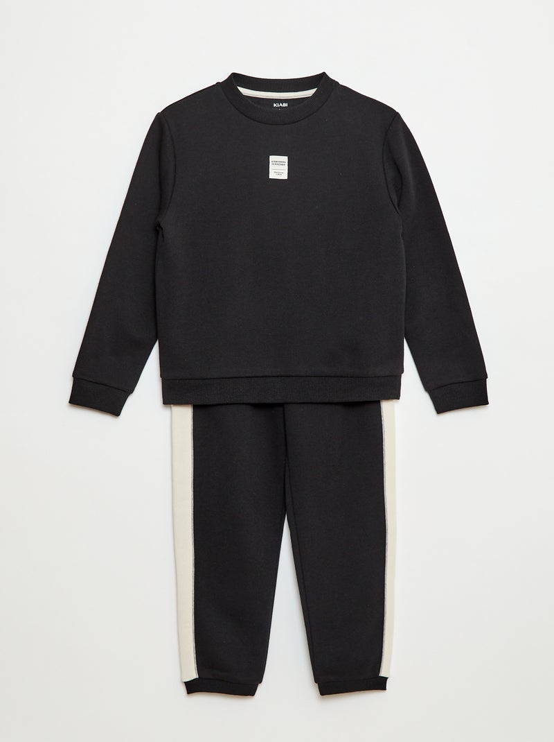 Completo tuta in felpa garzata con felpa + pantaloni - 2 pezzi Nero - Kiabi