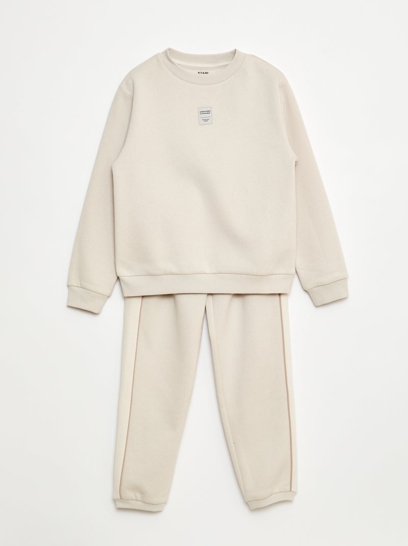 Completo tuta in felpa garzata, felpa + pantaloni - 2 pezzi Grigio - Kiabi