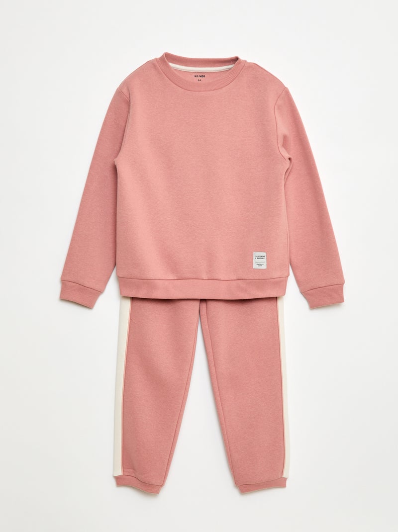 Completo tuta in felpa garzata, felpa + pantaloni - 2 pezzi Rosa - Kiabi