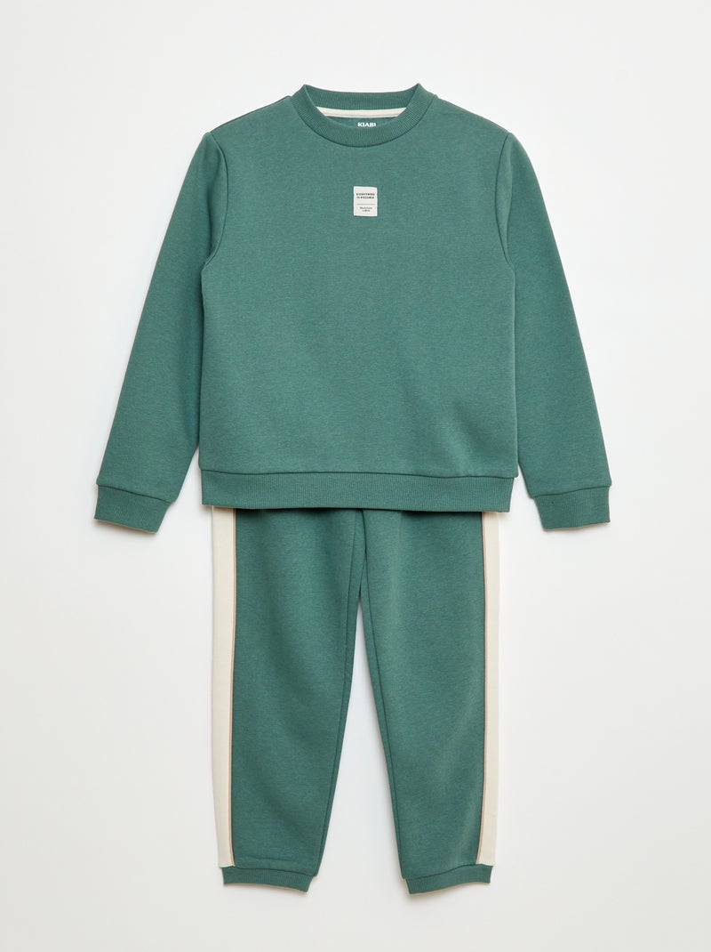 Completo tuta in felpa garzata, felpa + pantaloni - 2 pezzi Verde - Kiabi